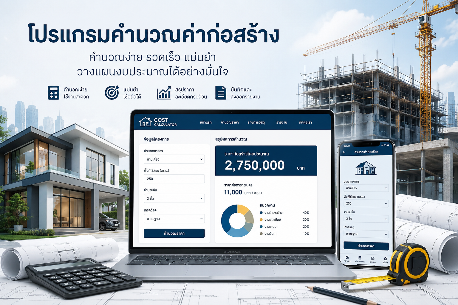 โปรแกรมคำนวณค่าก่อสร้าง